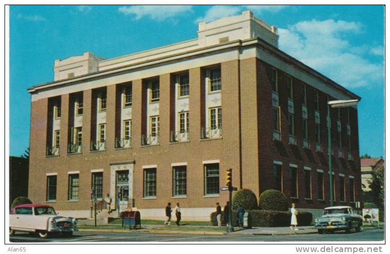 Statesville NC North Carolina, US Post Office, Autos, on c1950s Vintage Postcard