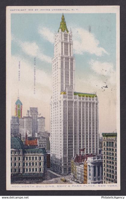 Postcard, United States, New York City NY, Woolworth Building, Sway & Park Place