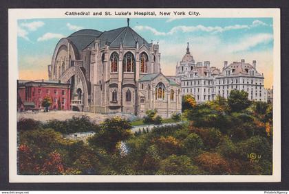 Postcard, United States, New York City NY, Cathedral and St. Luke's Hospital