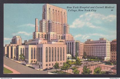 Postcard, United States, New York City NY, New York Hospital and Cornell Medical