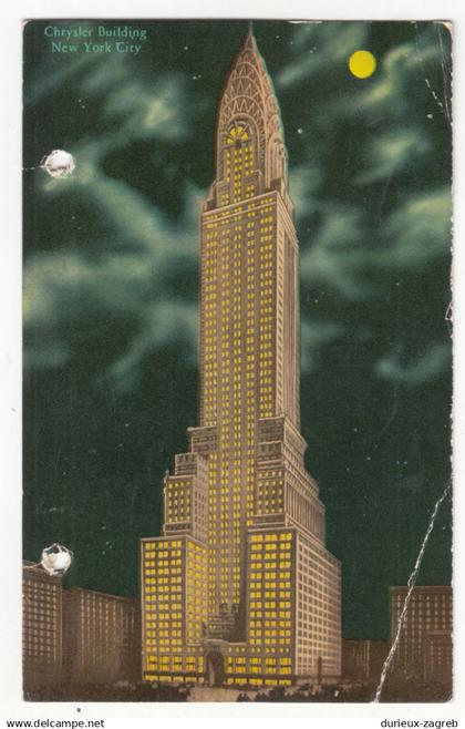 Chrysler Building NYC old postcard posted? DAMAGED b250115