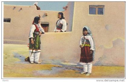 Albuquerque NM New Mexico, Pueblo Indian Isleta Pueblo, c1930s Vintage Curteich Linen Postcard