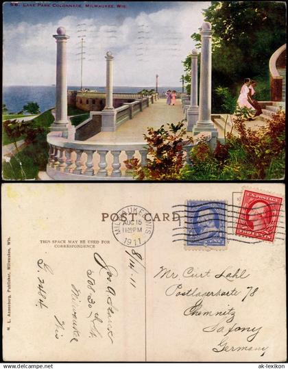 Postcard Milwaukee LAKE PARK COLONNADE, MILWAUKEE WIS. 1911