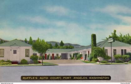 Ruffles Auto Court Motel Port Angeles Washington Old Postcard