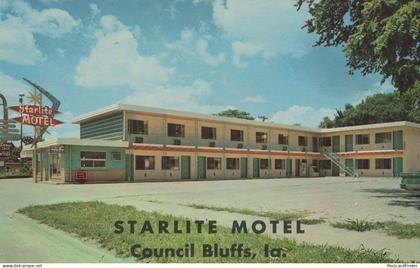 Starlite Motel Council Bluffs Iowa USA Old Hotel Postcard