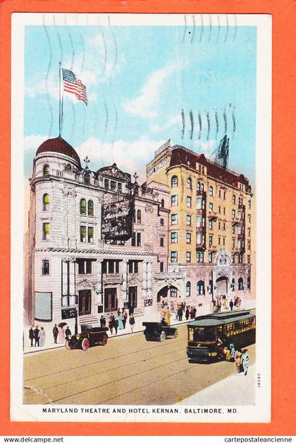 33613 / ⭐ BALTIMORE MD-Maryland Theatre and Hotel KERNAN 1929 à Veuve LEGER Le Havre Published OTTENHEIMER 59591