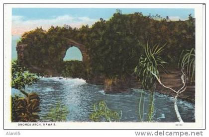 Big Island HI Hawaii, Onomea Arch, c1910s/20s Vintage Postcard