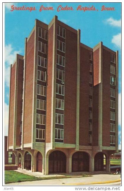 Cedar Rapids IA Iowa, Murray Hall Coe College Campus Building, c1950s/60s Vintage Postcard