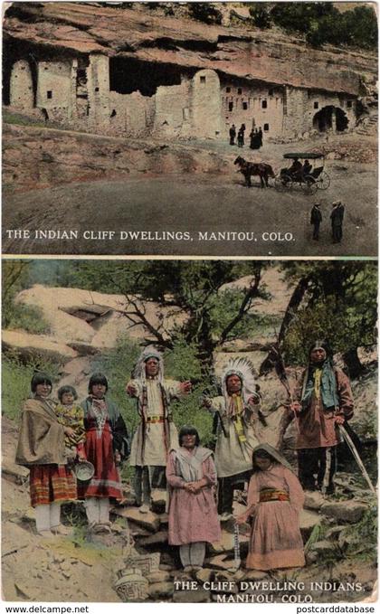 The Indian Cliff Dwellings, Manitou, Col. - The Cliff Dwelling Indians, Manitou, Col. - & indians