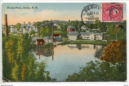 ETATS UNIS - U.S.A. * Voyagé 1915 - DERRY Horns Pond ( Étang des Cornes - Cheminée usine village )