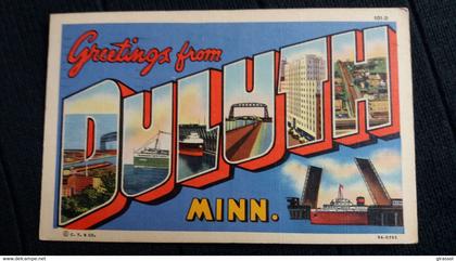 CPA GREETINGS FROM DULUTH MINNESOTA 1944  LETTRES ED CT ART COLORTONE