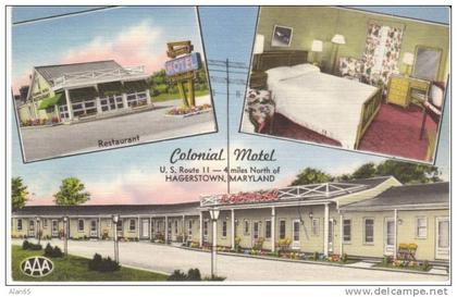 Hagerstown MD Maryland, Colonial Motel Lodging, Interior View Decor, c1940s Vintage Linen Postcard