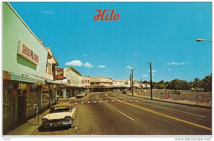 Hilo HI Hawaii, Street Scene, Shigi Drug Store, Autos,  1960s Vintage Postcard