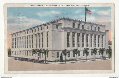 Post Office and Federal Bldg., Jacksonville old postcard posted 1935 b211111*