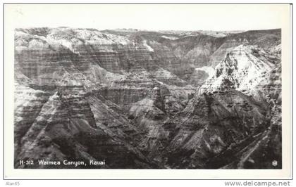 Kaui, HI Hawaii, Waimea Canyon, on c1950s/60s Vintage Real Photo Postcard