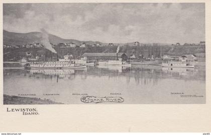 Lewiston Idaho, Riverfront Scene, Steamer Riverboats Identified, c1900s Vintage Postcard