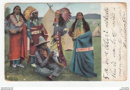 Native Americans (Indians) old postcard travelled 1907 Milwaukee to Petrinja Hrvatska b190920