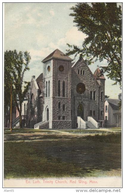 Red Wing MN Minnesota, Evangelical Lutheran Trinity Church, Architecture, c1900s Vintage Postcard