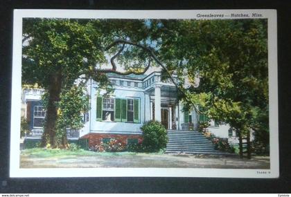 ► 1840 Southerner Confederate House  "Greenleaves" NATCHES Mississippi. 1940s (Stamped 1941)