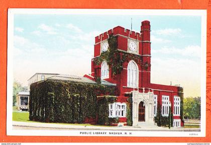 39516 ⭐ NASHUA NH-New Hampshire USA ◉ Public Library ◉ Librairie Publique 1920s (•◡•) CT American Art colored 107750