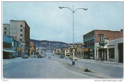 Raton NM New Mexico, Main Street Scene, Autos, Union Bus Depot on c1960s Vintage Postcard