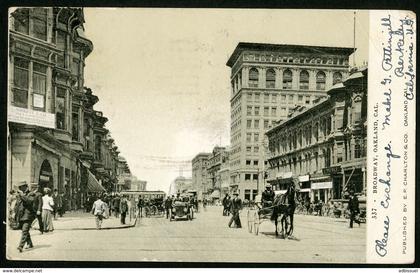 OAKLAND CALIFORNIA dynamic view of Brodway, Edition E.P. Charlton & Co Oakland, adressed to Paris