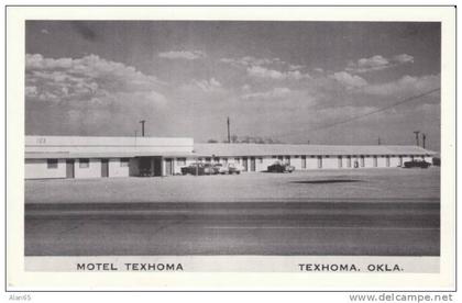 Texahoma OK Oklahoma, Texahoma Motel, Lodging, Autos, c1950s Vintage Postcard