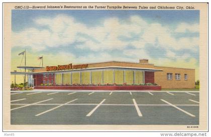 Oklahoma City & Tulsa OK Oklahoma, Howard Johnson's Restaurant on Turner Turnpike c1950s Vintage Linen Postcard