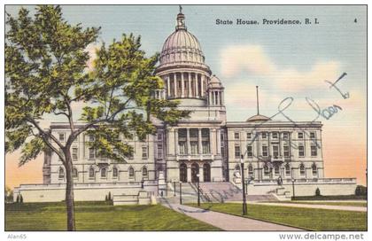 Rhode Island Governor Dennis Roberts Autograph, State Capitol in Providence RI, Politician c1950s Vintage Postcard