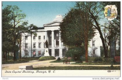 Raleigh NC North Carolina, State Capitol Building, State Emblem, c1900s/10s Vintage Postcard