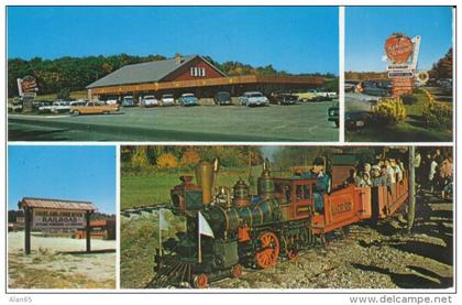 Scituate RI Rhode Island, Highland Orchards, Restaurant, Miniature Steam Train Ride, Autos, c1950s Vintage Postcard