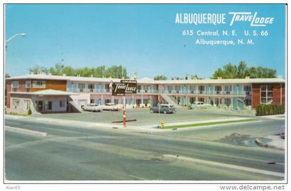 Route 66, Albuquerque NM New Mexico, TraveLodge Motel, Lodging, 1950s Vintage Postcard