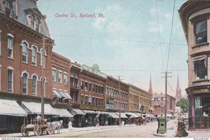 Centre Street Rutland Vermont USA Old Postcard