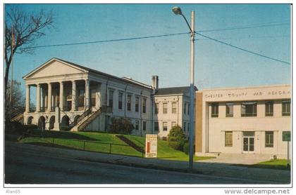 Chester SC South Carolina, County Courthouse & War Memorial, c1960s/70s Vintage Postcard