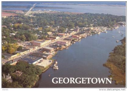 Georgetown SC South Carolina, Aerial View of Waterfront Town View, c1990s Vintage Postcard