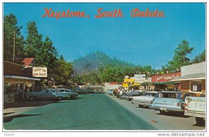 Keystone SD South Dakota, Street Scene, Autos, Store c1960s Vintage Postcard