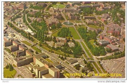 Seattle WA Washington, University of Washington Campus Aerial View, c1950s Vintage Postcard