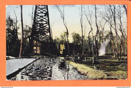 33652 / ⭐ ♥️  Rare LA - Louisiana Oil Well Scene near SHREVEPORT Puits de Pétrole 1910s KRESS