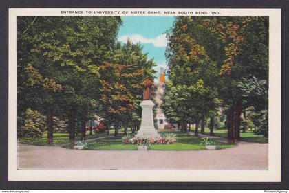 Postcard, United States, South Bend IN, Entrance To University of Notre Dame