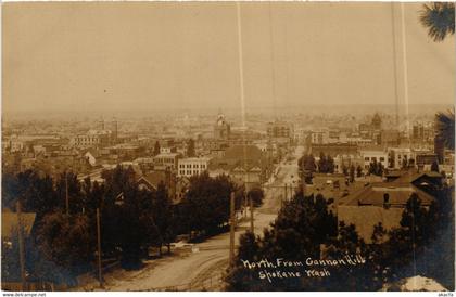 PC CPA US, WASHINGTON, SPOKANE, VIEW FROM NORTH, REAL PHOTO POSTCARD (b6380)