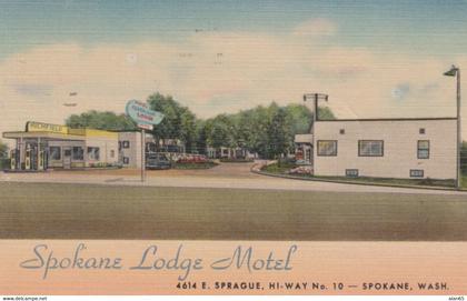 Spokane Washington, Spokane Lodge Motel, c1950s Vintage Curteich Linen Postcard