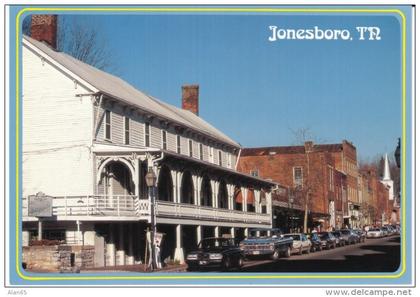 Jonesboro TN Tennessee, Business District Street Scene, Autos Truck, c1980s Vintage Postcard