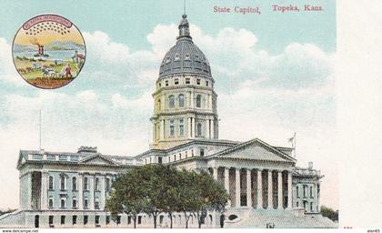 Topeka Kansas State Capitol Building, State Seal, c1900s Postcard