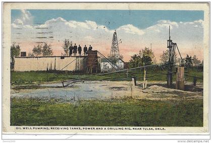 near TULSA - Oil Well Pumping, Receiving Tanks, Power and a Drilling Rig, near Tulsa, Oklahoma