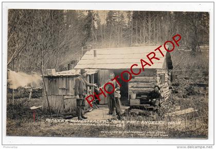 PORT ANGELES-Pioneer Homesteaders Near PORT ANGELES Wasch-Carte Photo-Amerika-