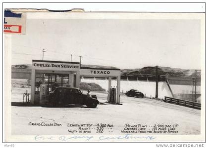 Texaco Coulee Dam Service Station, Coulee WA Washington State, Auto, c1940s Vintage Real Photo Postcard