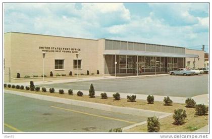 Wheeling WV West Virginia,  US Post Office Architecture, Auto, c1950s/60s Vintage Postcard