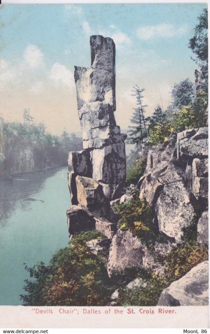 USA - Saint Croix Falls WI Wisconsin, St. Croix River Dalles - devils chair -  Vintage Postcard 1900