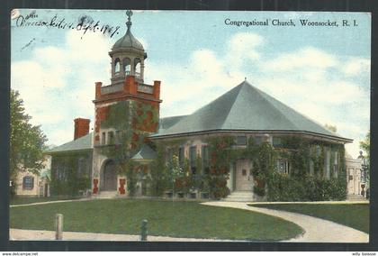 +++ CPA - Amérique - Etats Unis - Rhode Island - WOONSOCKET - Congregational Church 1111 //