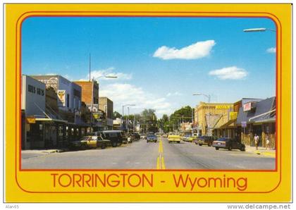 Torrington WY Wyoming, Street Scene, Autos, Business Signs on c1980s Vintage Postcard